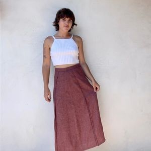 Midi Burgundy red knit lined skirt from the 90s